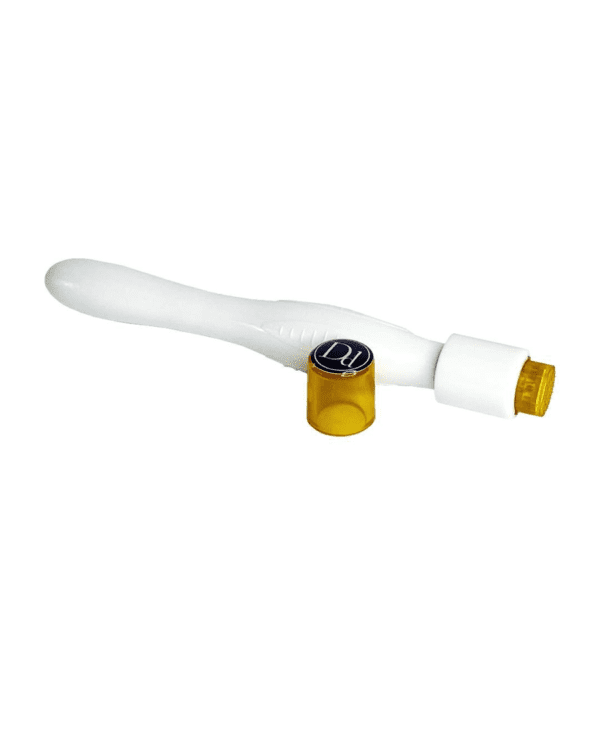 A white tool with a yellow cap